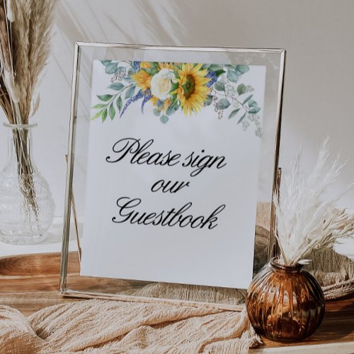 watercolor sunflower wedding guestbook sign