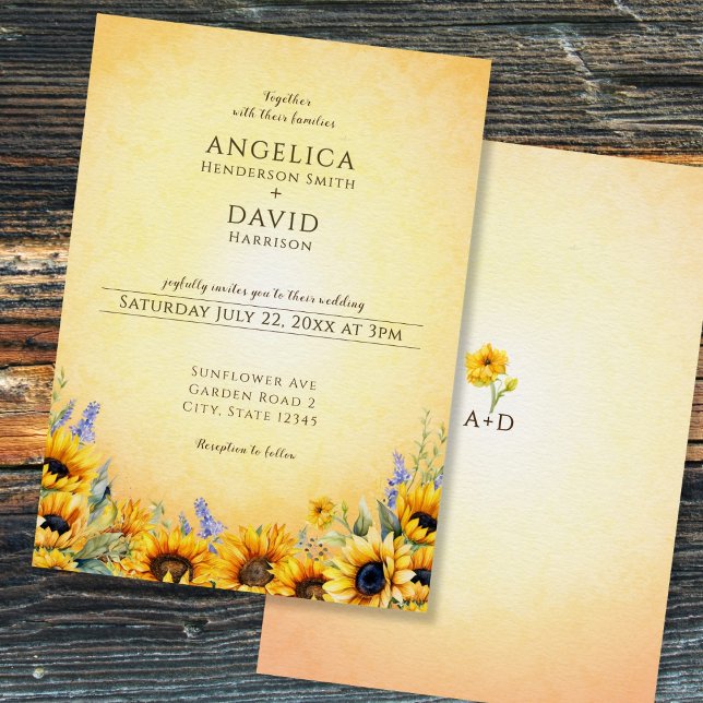 Watercolor Sunflower Wedding Invitation (Creator Uploaded)