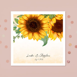 Watercolor Sunflower wedding Napkins