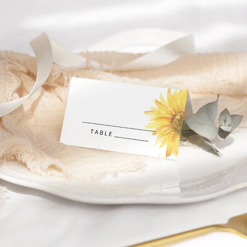 Watercolor sunflower wedding place cards