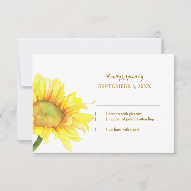 Watercolor Sunflower Wedding RSVP Card (Front)