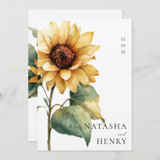 Watercolor Sunflower Wedding Rustic Boho Yellow  Invitation