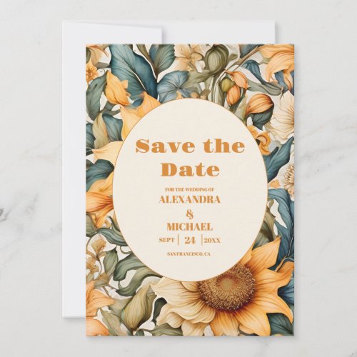 Watercolor Sunflower Wedding Save The Date