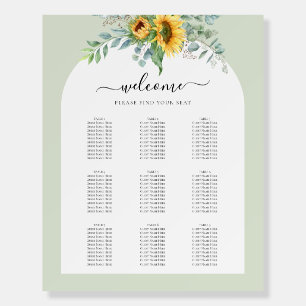 Watercolor Sunflower Welcome Seating Chart Arch  Foam Board