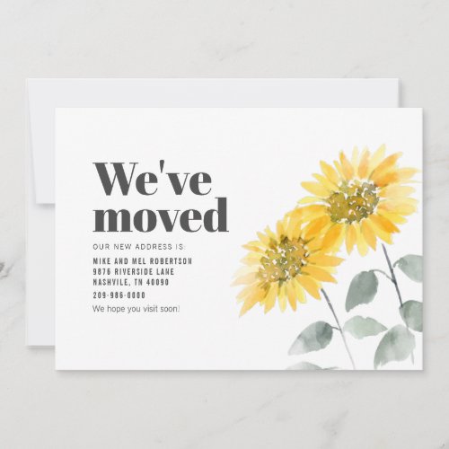 Watercolor Sunflower Weve Moved Moving Announcement