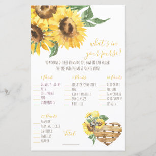 Watercolor Sunflower What's in your Purse? Game