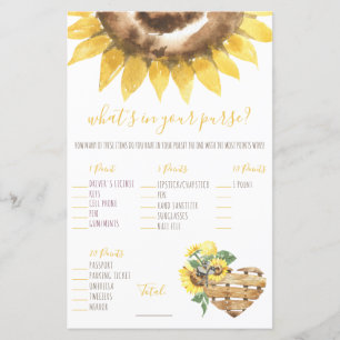 Watercolor Sunflower What's in your Purse? Game