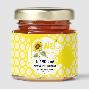 Watercolor Sunflower with Butterflies 1st Birthday Honey Jar Favors