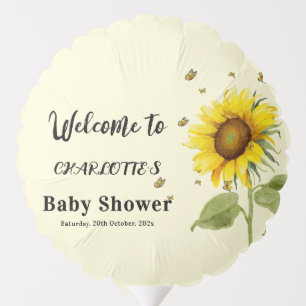 Watercolor Sunflower with Butterflies Baby Shower Balloon