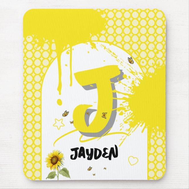 Watercolor Sunflower with Butterflies Mousepad (Front)