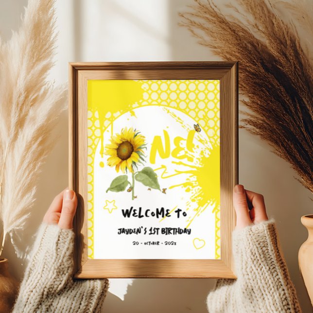 Watercolor Sunflower with Butterflies Welcome Sign (Creator Uploaded)