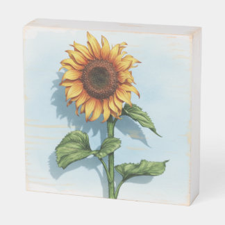 Watercolor Sunflower Wooden Box Sign
