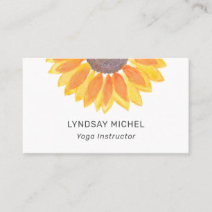 Watercolor Sunflower Yoga Instructor Business Card