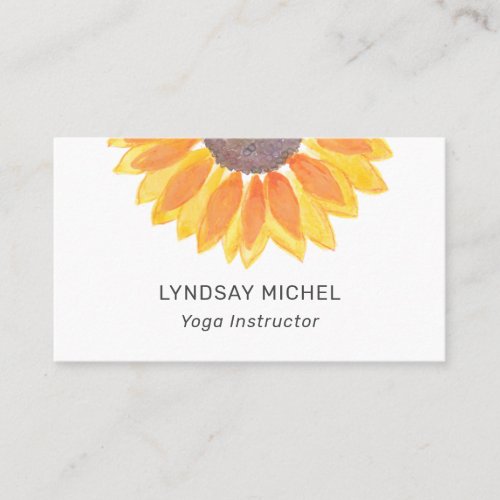 Watercolor Sunflower Yoga Instructor Business Card