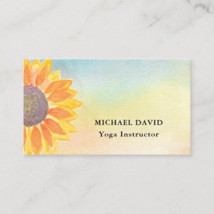 Watercolor Sunflower Yoga Instructor Business Card