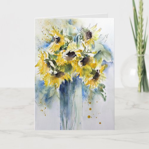 WATERCOLOR SUNFLOWERS ALL_OCCASIONBLANK CARD