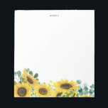 Watercolor Sunflowers and Eucalyptus Garden Custom Notepad<br><div class="desc">Make a great first impression or brighten up your office with this floral notepads. It features watercolor illustrations of sunflowers and eucalyptus leaves. Personalize by adding your name,  monogram or a short phrase. This will be a perfect feminine accent for your office.</div>