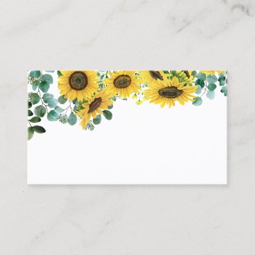 Watercolor Sunflowers and Eucalyptus Garland Place Card