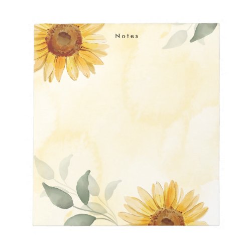 Watercolor Sunflowers and Eucalyptus Personalized  Notepad