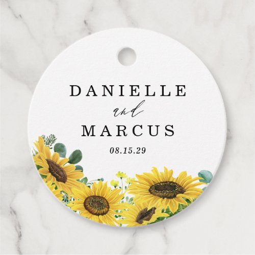 Watercolor Sunflowers and Eucalyptus Wedding Favor Tags