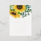 Watercolor Sunflowers and Eucalyptus Wedding Foil Invitation (Standing Front)