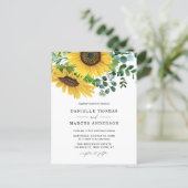 Watercolor Sunflowers and Eucalyptus Wedding Invitation Postcard (Standing Front)