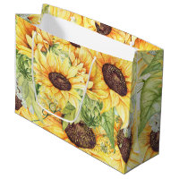 Watercolor Sunflowers and Greenery Gift Bags