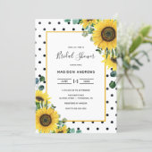 Watercolor Sunflowers and polka dots Bridal Shower Invitation (Standing Front)