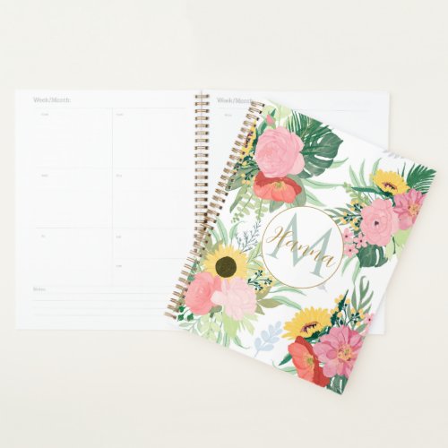 Watercolor Sunflowers and Poppies Botanical Planner