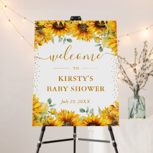 Watercolor Sunflowers Baby Shower Welcome Foam Board