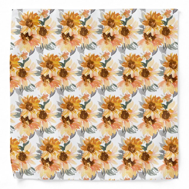 Watercolor Sunflowers Bandana (Front)
