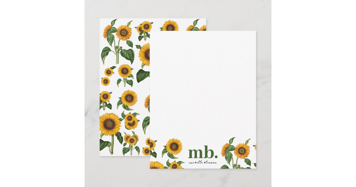 Watercolor Sunflowers Botanical Foliage Greenery Note Card | Zazzle
