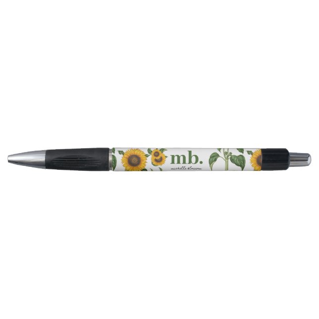 Watercolor Sunflowers Botanical Foliage Greenery Pen (Front)