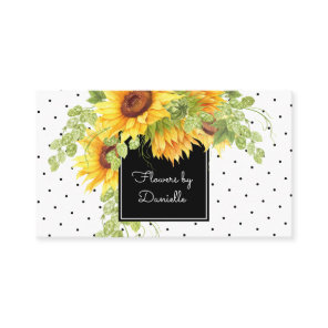 Watercolor Sunflowers Bouquet and Polka Dots Business Card