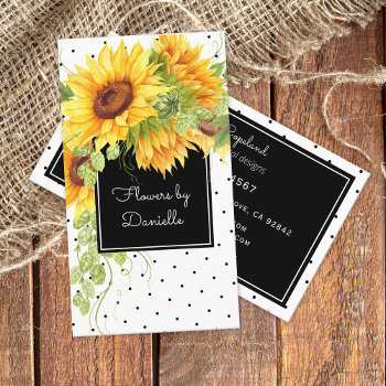 Watercolor Sunflowers Bouquet And Polka Dots Business Card by DancingPelican at Zazzle