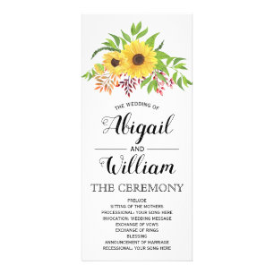 Watercolor sunflowers BUDGHET wedding program