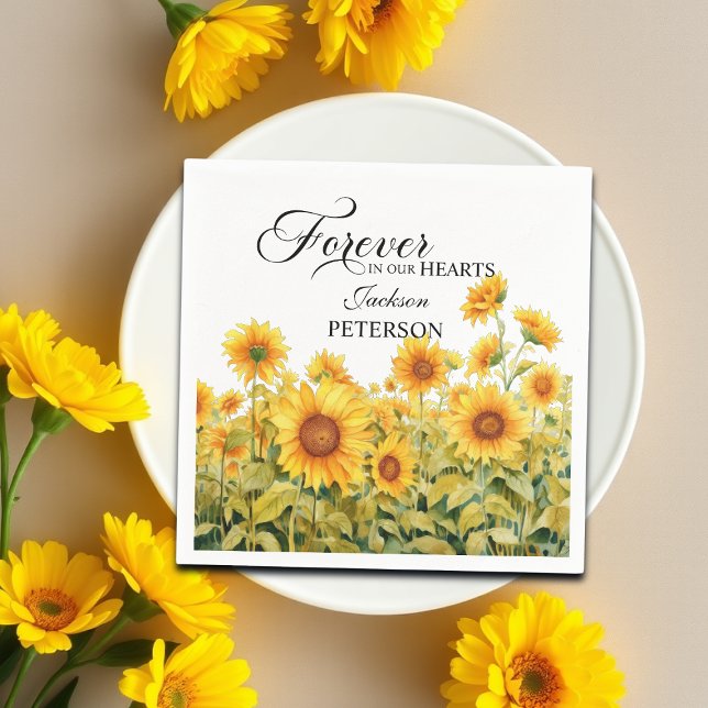 Watercolor Sunflowers Celebration Of Life Funeral Napkins (Creator Uploaded)
