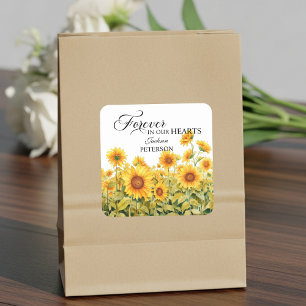 Watercolor Sunflowers Celebration Of Life Funeral Square Sticker