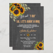 Watercolor Sunflowers Chalkboard Wedding I DO BBQ Invitation (Front/Back)