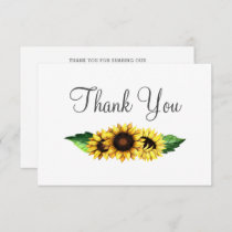 Watercolor Sunflowers Country Rustic Wedding Thank You Card