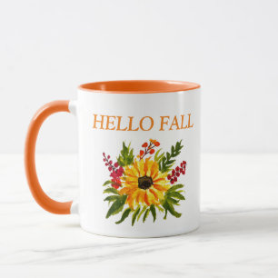 Watercolor Sunflowers Cute Autumn Rustic Fall Mug