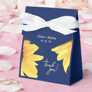 Watercolor Sunflowers dark blue Favor Box