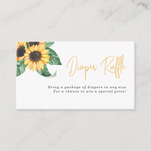 Watercolor Sunflowers Diaper Raffle Enclosure Card