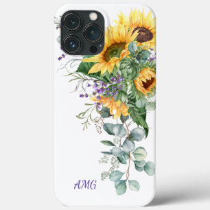 Watercolor Sunflowers Eucalyptus Lavender Floral C iPhone 13 Pro Max Case