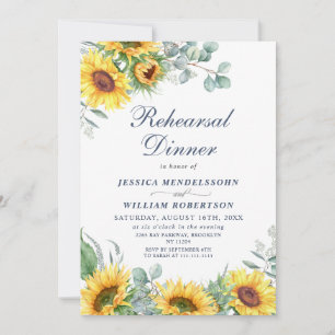 Watercolor Sunflowers Eucalyptus REHEARSAL DInner Invitation