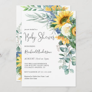 Watercolor Sunflowers Floral Baby Shower Invitation