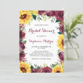 Watercolor Sunflowers Floral Border Bridal Shower Invitation (Standing Front)