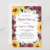 Watercolor Sunflowers Floral Border Bridal Shower Invitation (Front)
