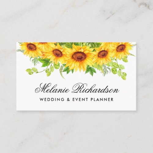 Watercolor Sunflowers Floral Business Card