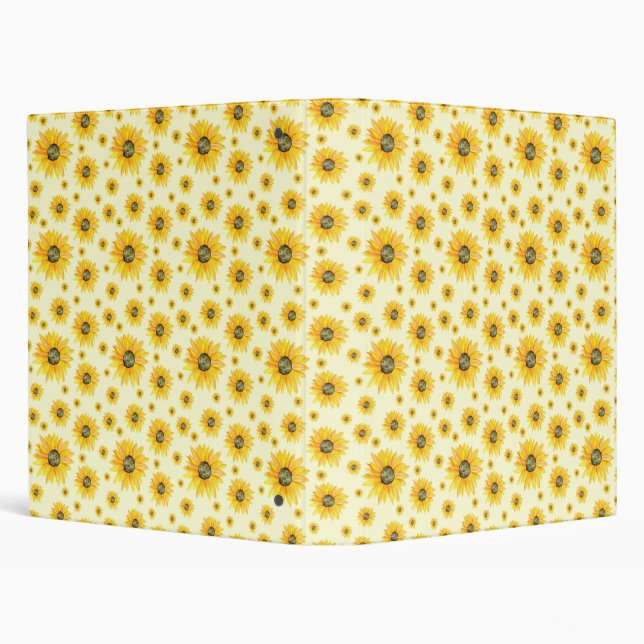 Watercolor Sunflowers Floral Pattern 3 Ring Binder (Background)